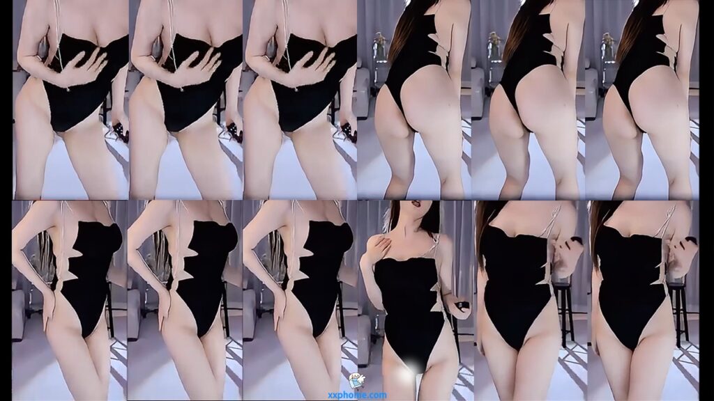 【斗鱼 张**】土豪大尺定制热舞 肤白貌美 巨乳御姐 黑色侧开连体紧勒！(1V/2分12)