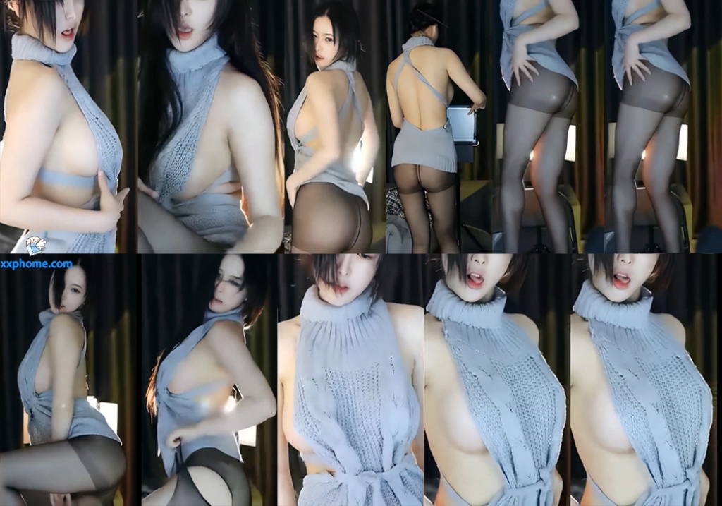 【斗鱼 薇**】真空毛衣大尺定制热舞！黑丝长腿翘臀 无罩裸背半球激凸！(1V/7分48)