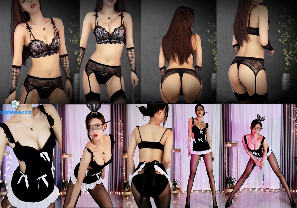 【斗鱼 伊娃月】稀缺内衣定制热舞 丁字吊带黑丝 风骚御姐高挑夺命长腿！(2V/1G/14分14)